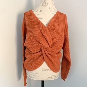 Knotted Front Sweater Burnt Orange
